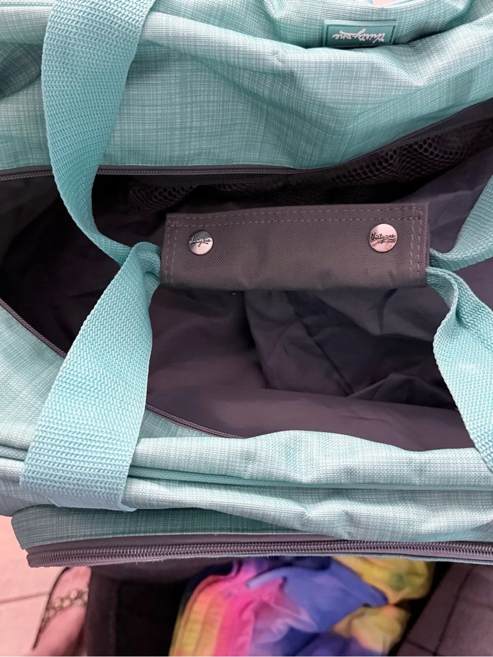 Thirty-One Mint Green Proverbs 22:6 Gym Travel Duffel Bag Multi Pocket